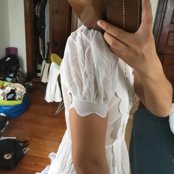 1930s Wedding Dress with Train Petite XS Chiffon Sheer - Picture 10 of 12